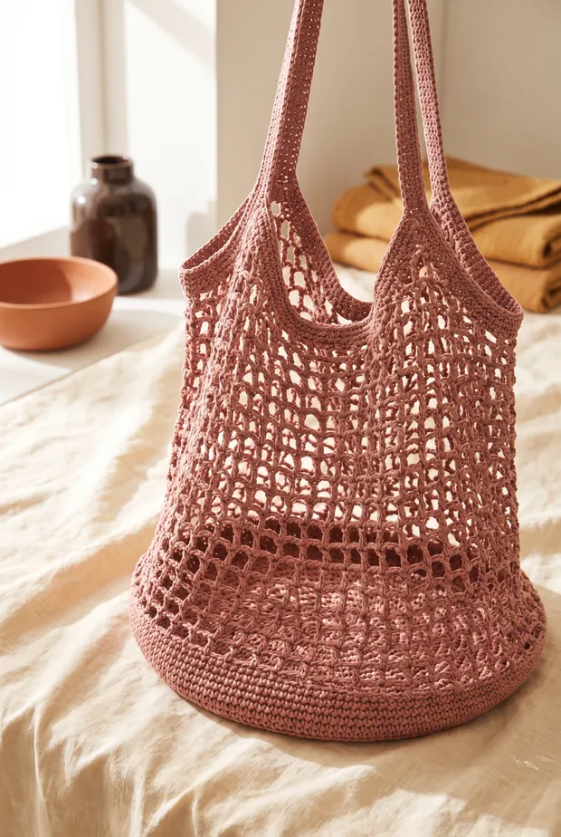 Bolso red de playa a crochet
